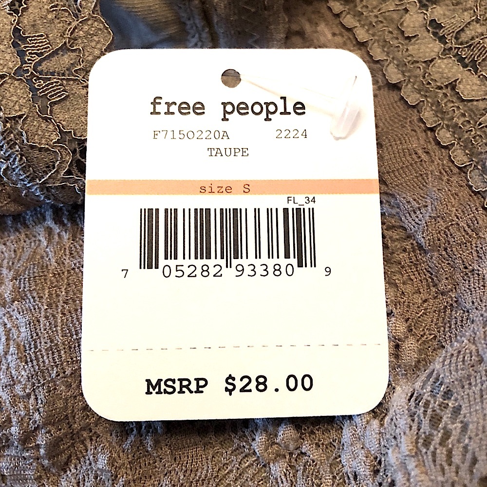 Free People Intimates Lace Bandeau Top Taupe S XL - Picture 7 of 7